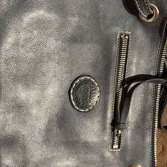 Authentic roots leather cross body bag Graphite colour - Picture 9 of 13